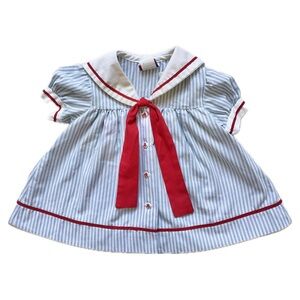Vintage Lord & Taylor Red White & Blue Striped Dress -sz 12 Mo